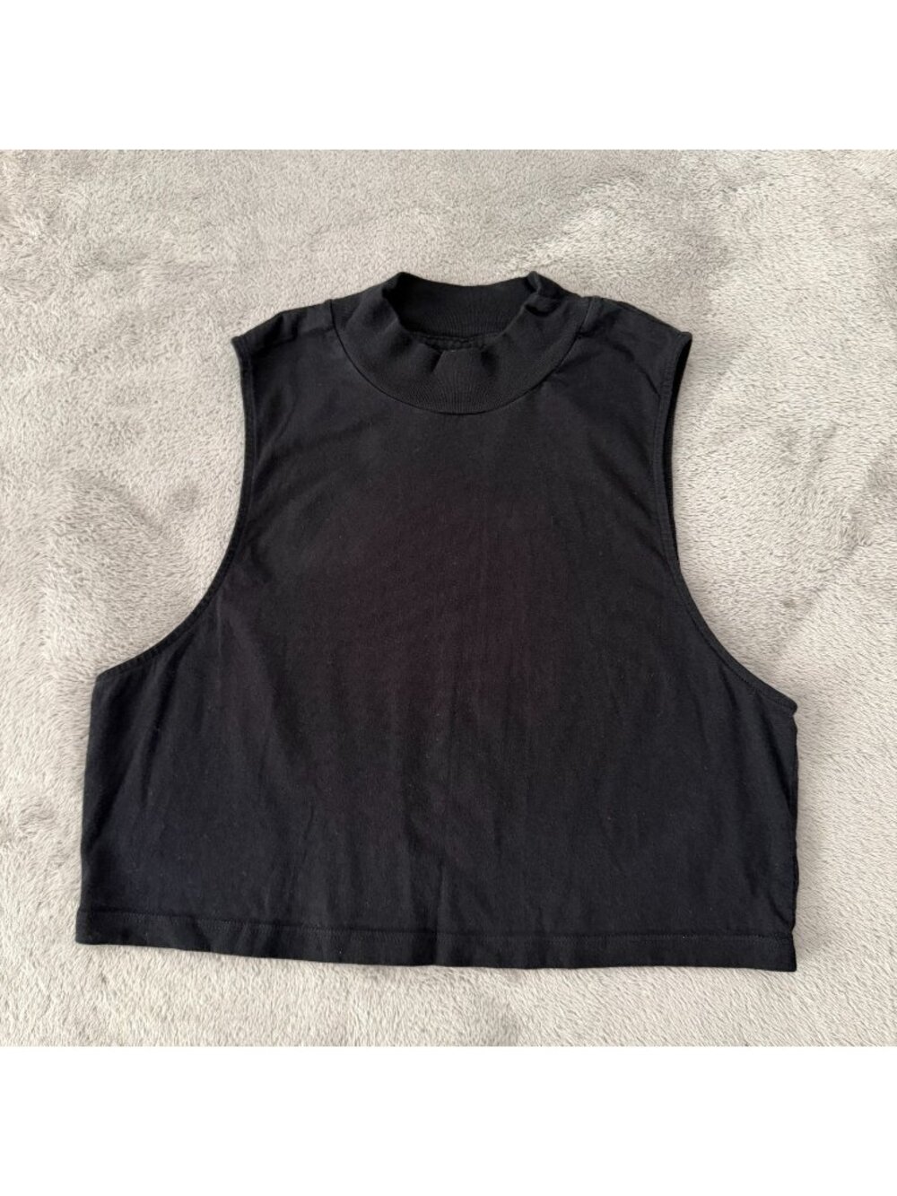 Alo Yoga Black Mock Neck Sleeveless Tank Top Cropped SMALL